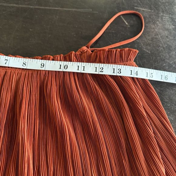 Madewell Top Women XSmall Burnt Orange Texture Thread Micropleat Tank Thin Strap - Picture 4 of 8